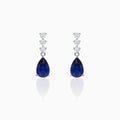 Silver Sapphire Blue Drop Earrings