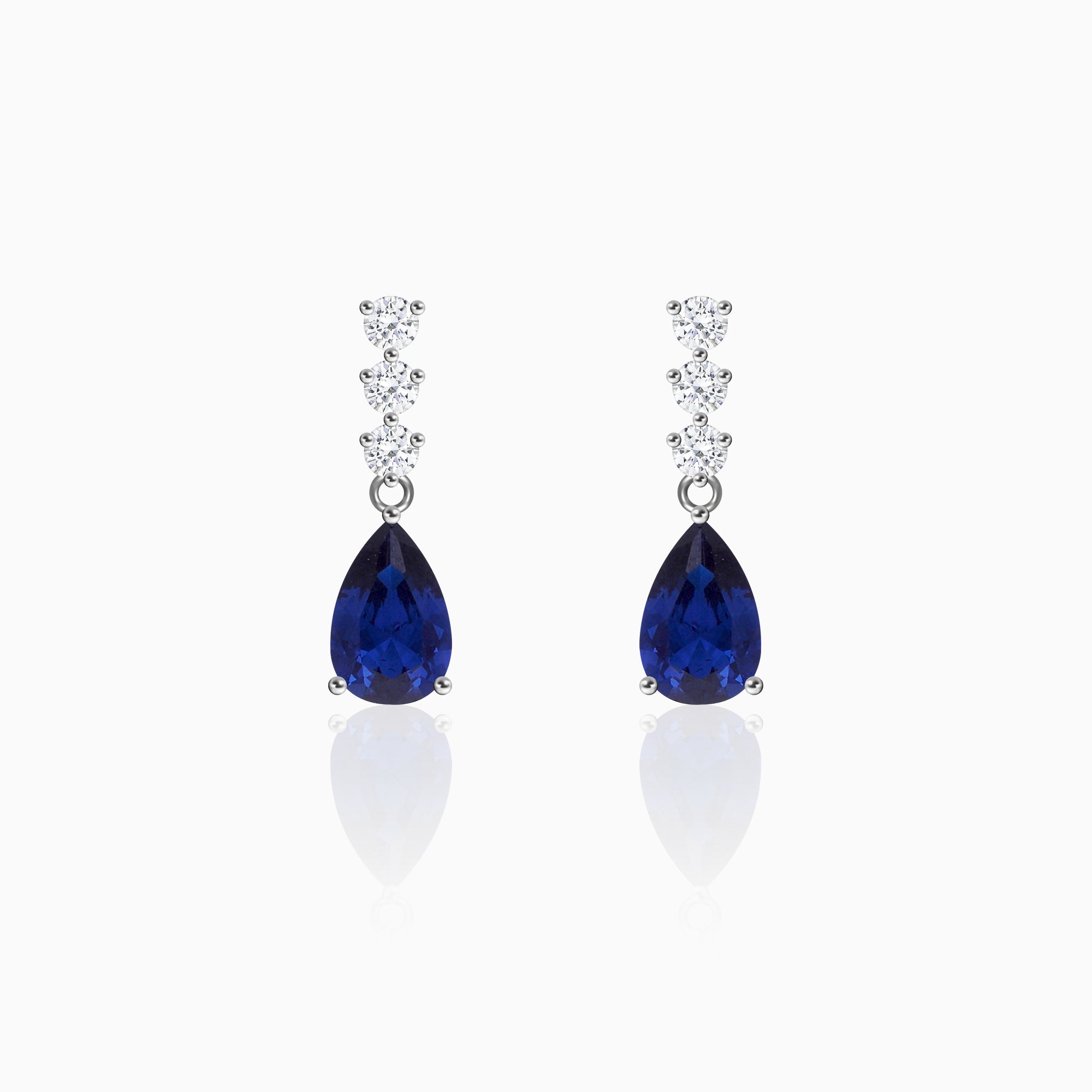 Silver Sapphire Blue Drop Earrings