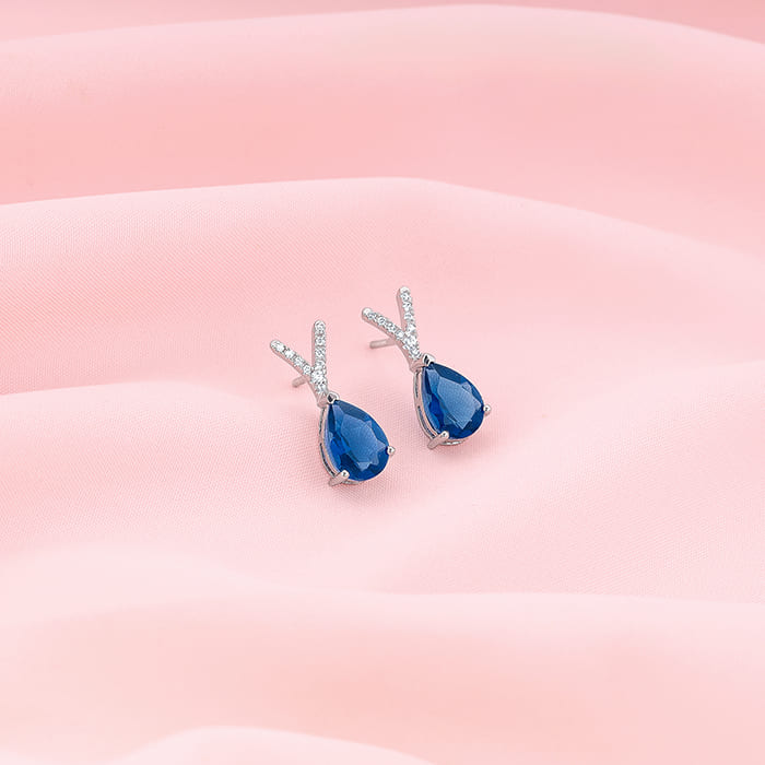 Silver Midnight Blue Earrings
