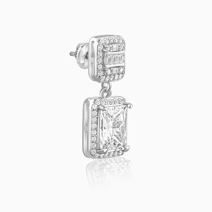 Anushka Sharma Silver Zircon Bold Baguette Earrings