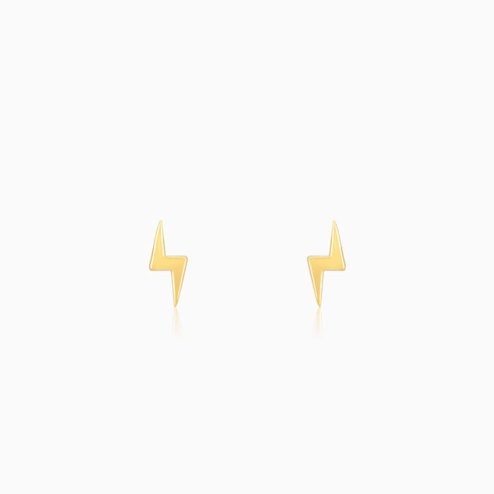 Golden Lightning Bolt Stud Earrings