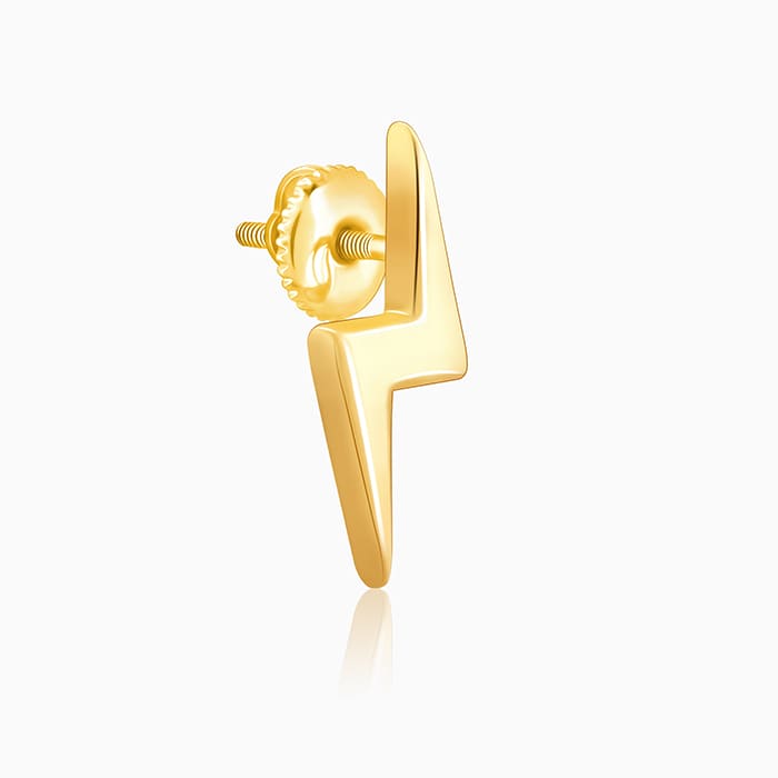 Golden Lightning Bolt Stud Earrings