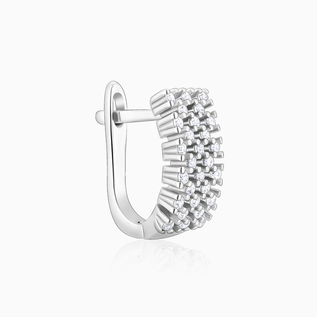 Silver Sparkling Shine Hoop Earrings
