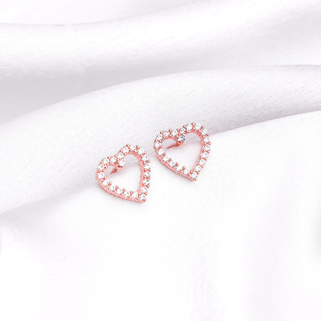Rose Gold Studded Heart Earrings