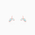 Rose Gold Aqua Dual Chalcedony Leaf Studs