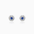 Silver Royal Blue Bloom Studs