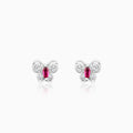 Silver Pop Pink Studded Butterfly Studs