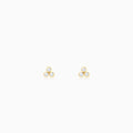 Golden Three-Stoned Stud  Earrings