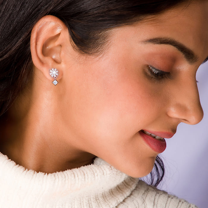Rose Gold Floral Earrings