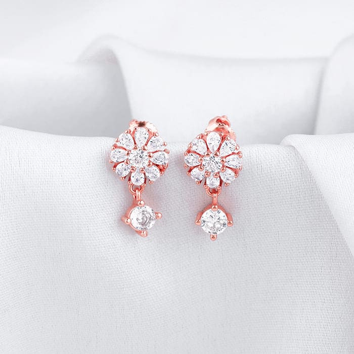 Rose Gold Floral Earrings