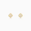 Golden Pansy Flower Earrings