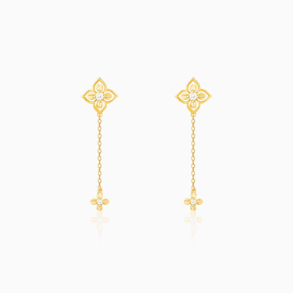 Golden Artsy Floral Earrings