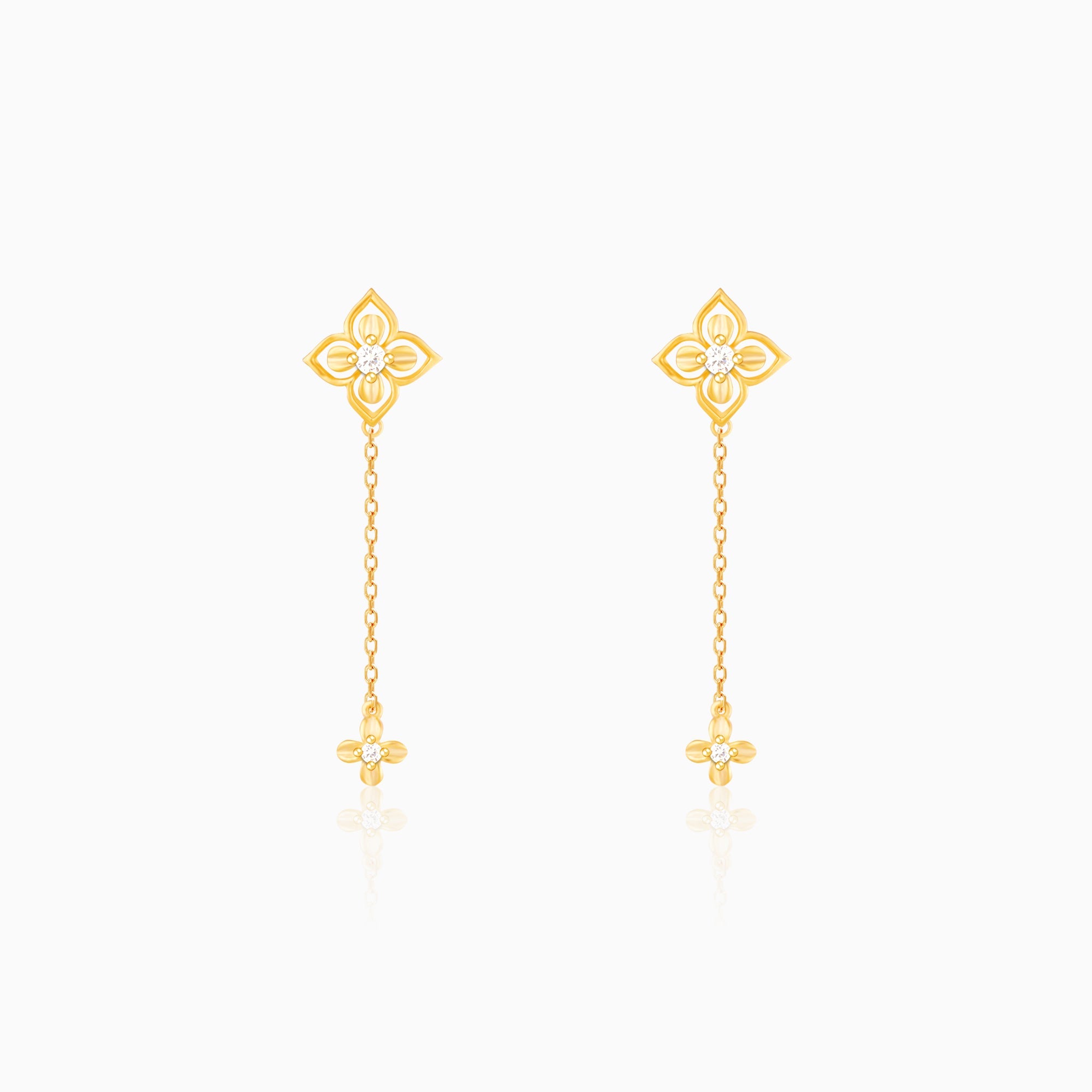 Golden Artsy Floral Earrings
