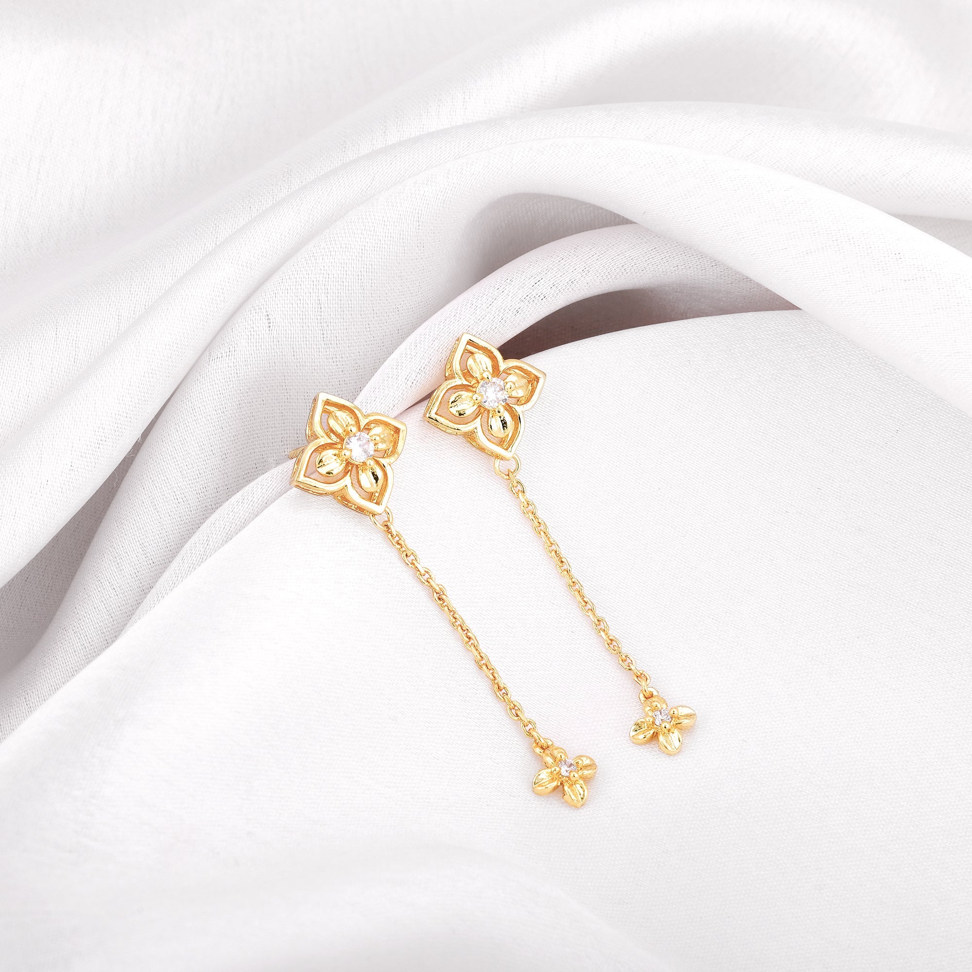 Golden Artsy Floral Earrings
