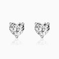 Silver Solitaire Heart Studs