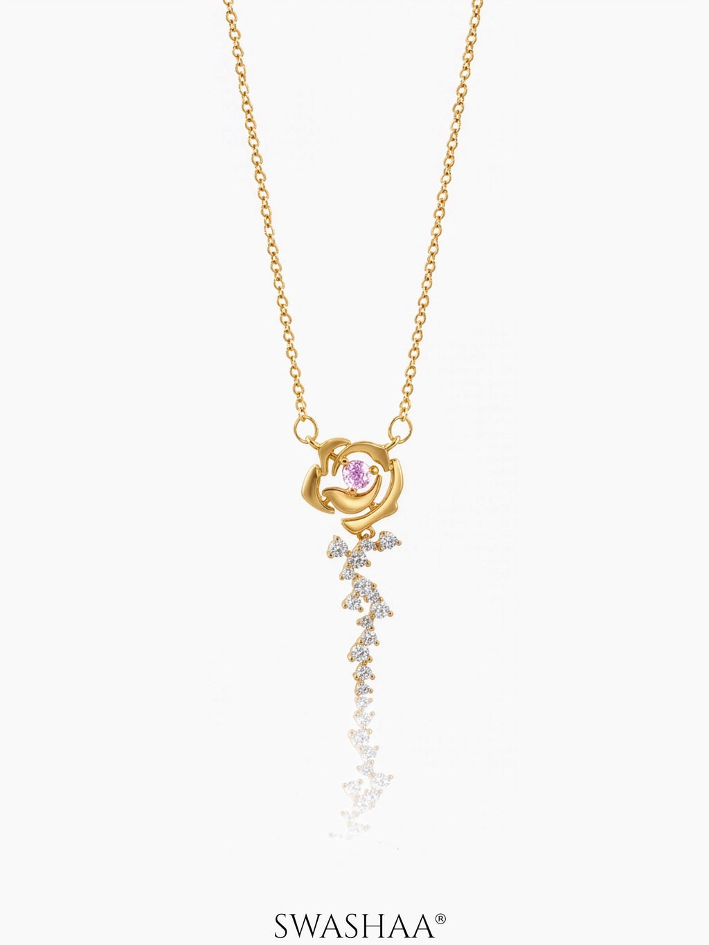 Elaria Diamond Blush Vine 18K Gold Plated Necklace