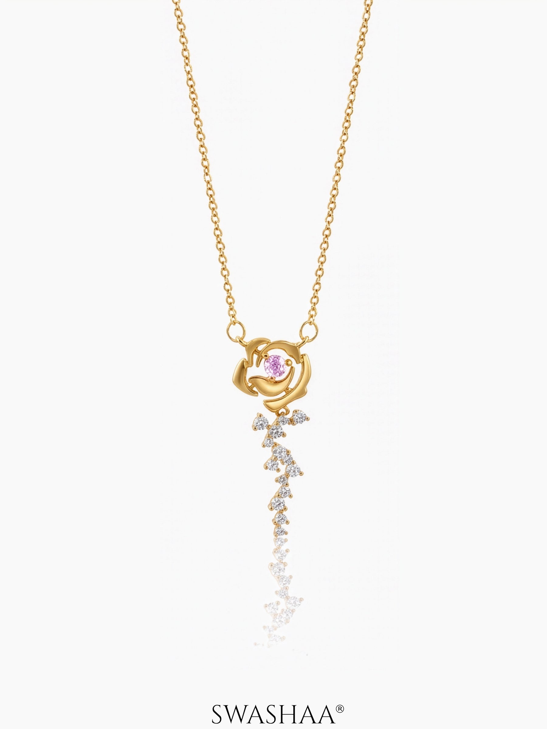 Elaria Diamond Blush Vine 18K Gold Plated Necklace