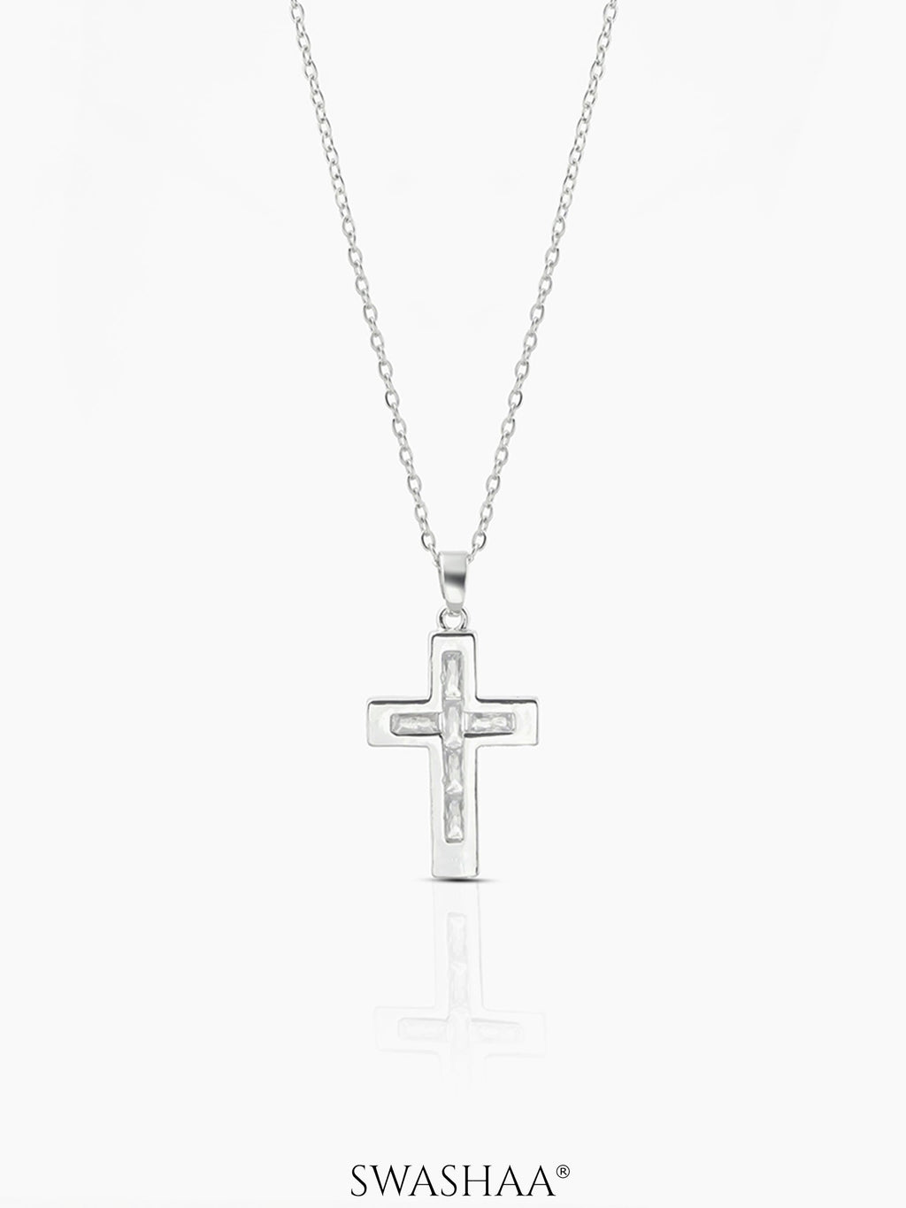 Elira Cross Baguette Necklace - Swashaa
