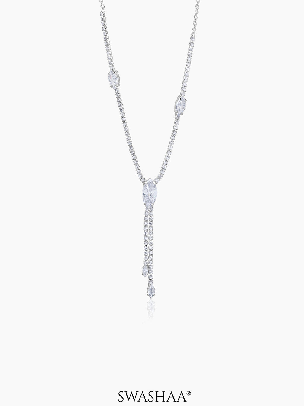 Elsie Oval Crystal Drop Y-shaped Chain Pendant Necklace 
