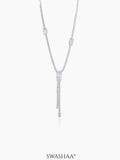 Elsie Oval Crystal Drop Y-shaped Chain Pendant Necklace 