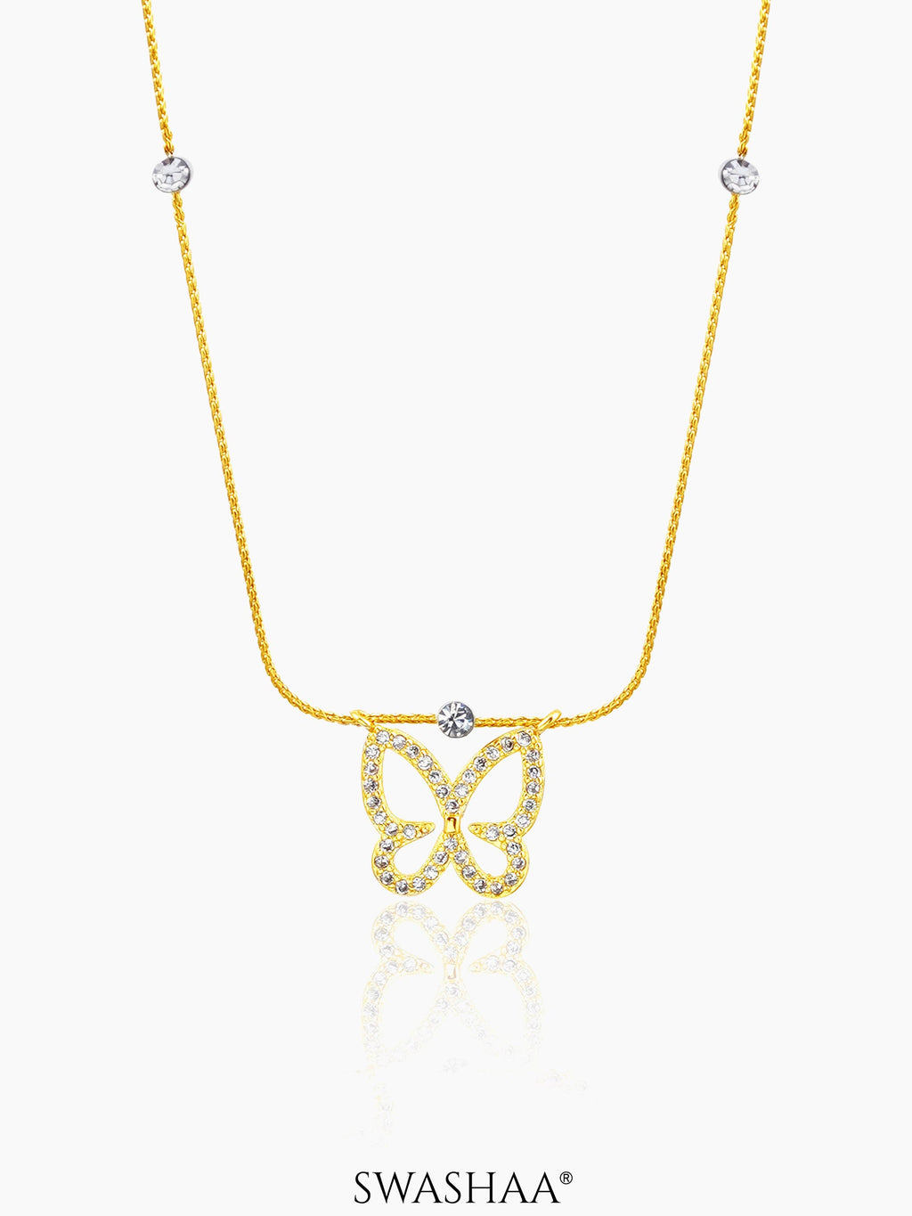 Evania Butterfly Charm 18K Gold Plated Chain Pendant Necklace 