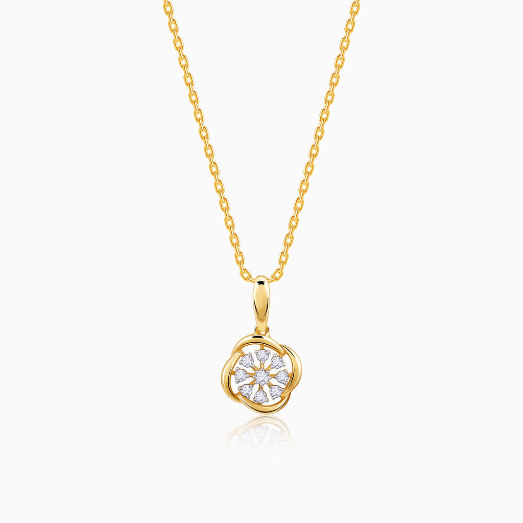 Gold Blume Wheel Diamond Pendant in pure gold with lab grown diamonds
