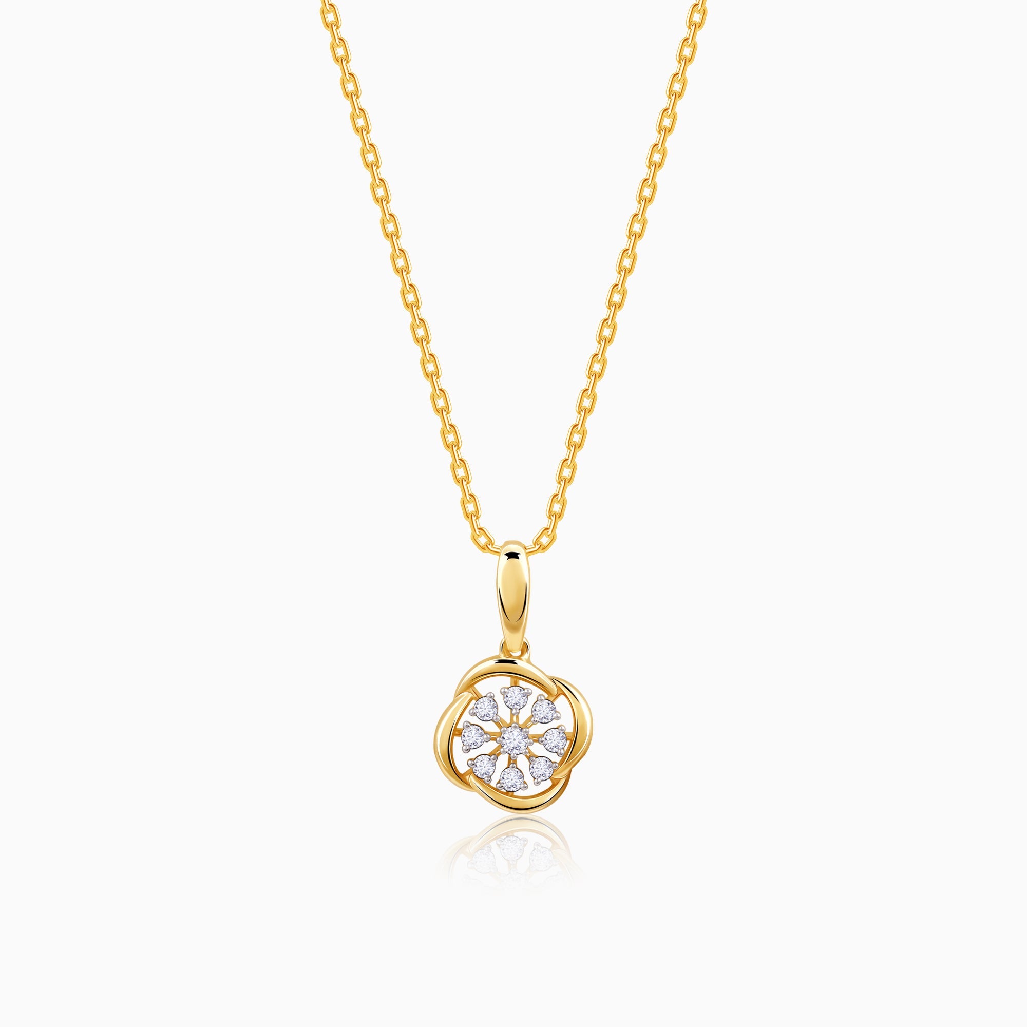 Gold Blume Wheel Diamond Pendant in pure gold with lab grown diamonds
