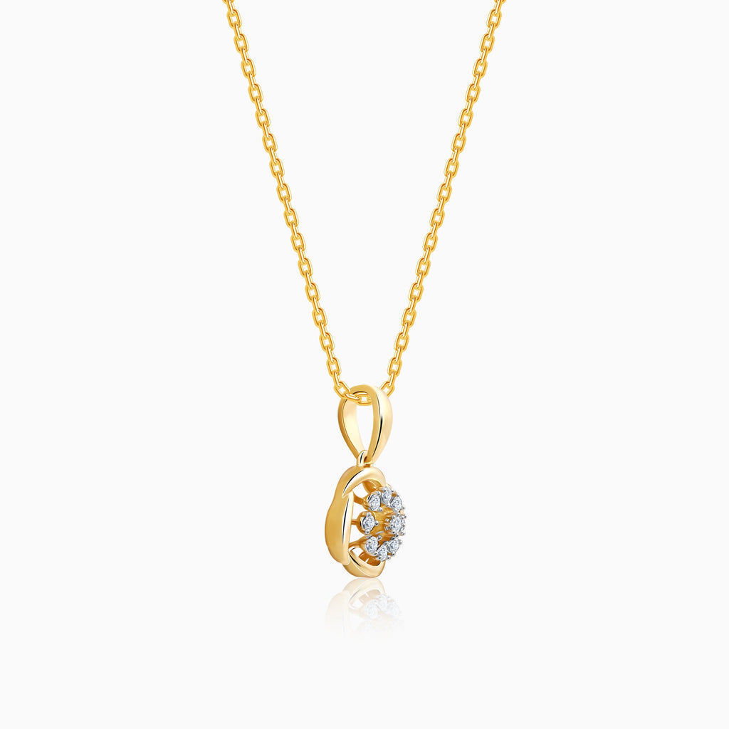 Gold Blume Wheel Lab Grown Diamond Pendant
