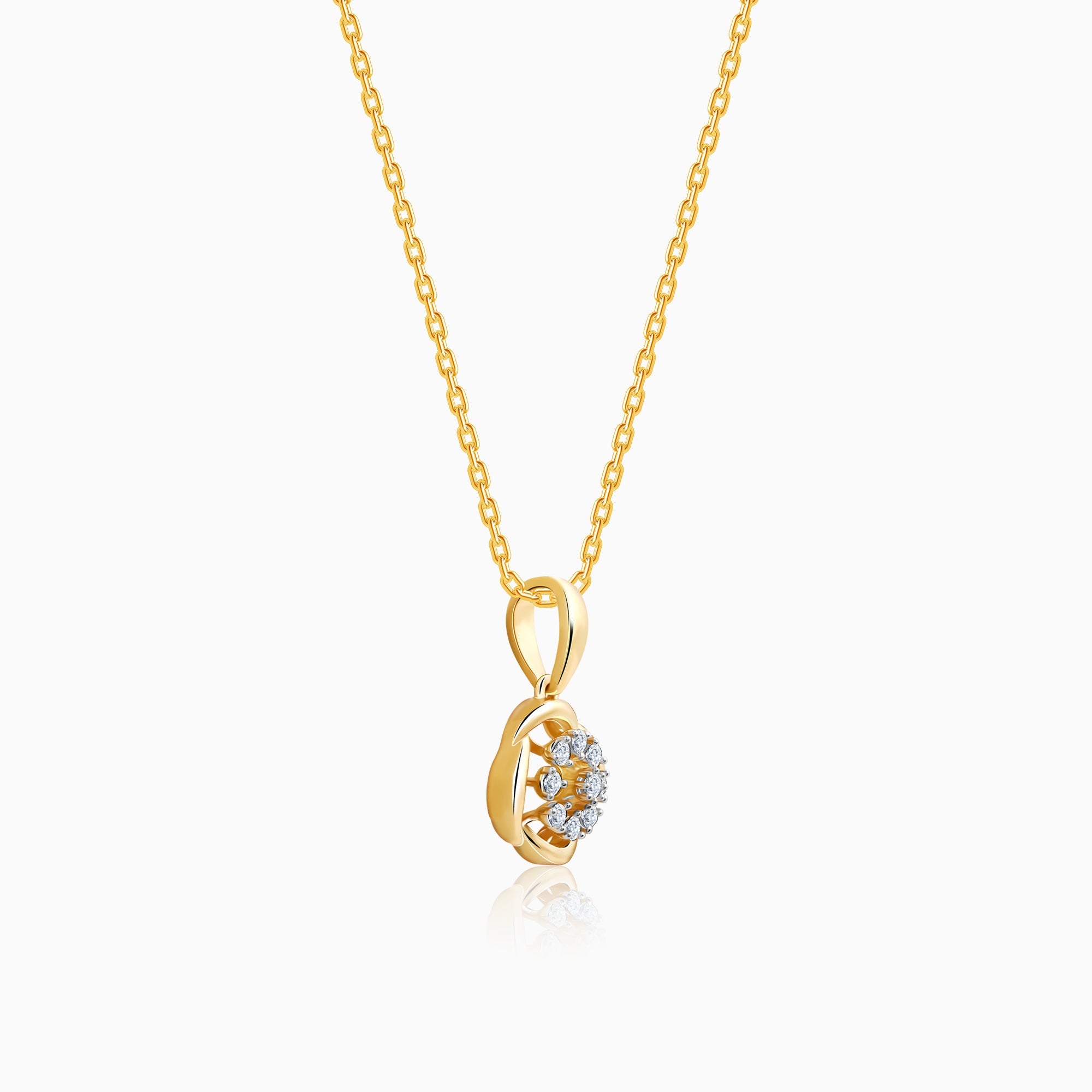 Gold Blume Wheel Lab Grown Diamond Pendant