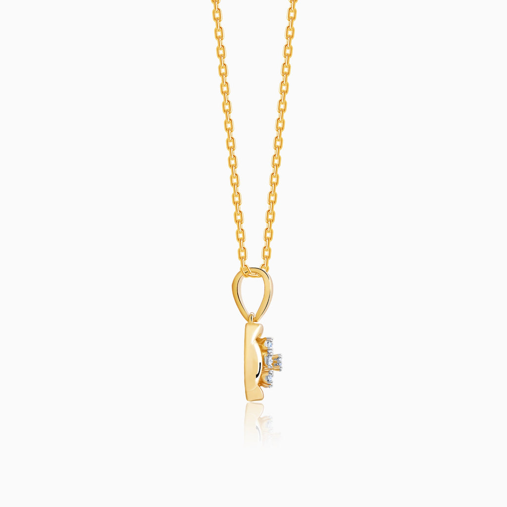 Gold Blume Wheel Lab Grown Diamond Pendant