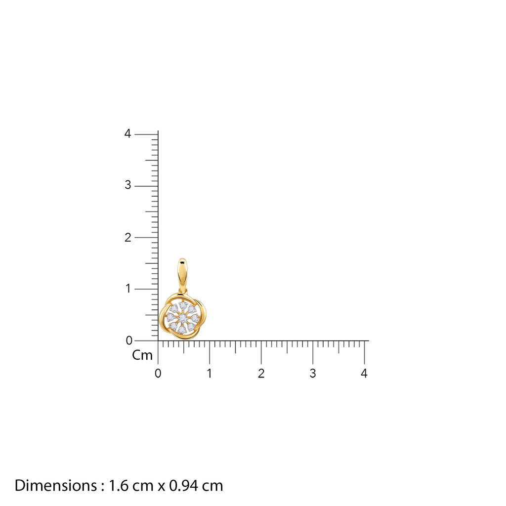 Gold Blume Wheel Lab Grown Diamond Pendant