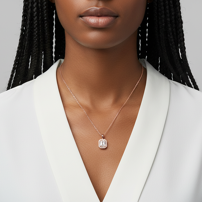 Rose Gold Mystique Romance Pendant With Link Chain