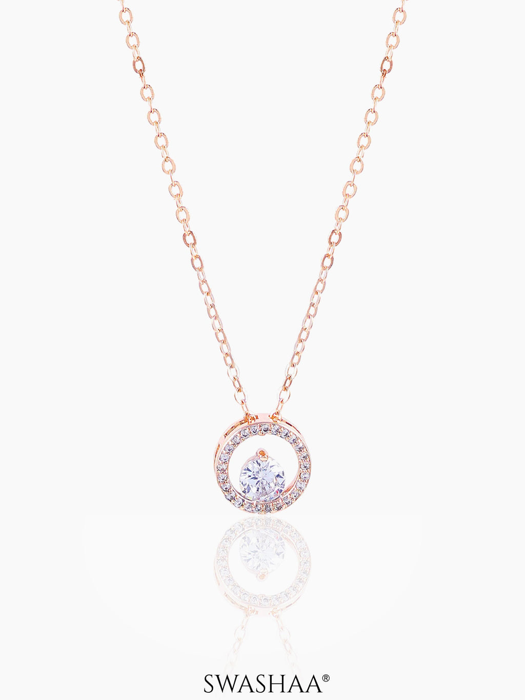 Gemma Diamond Solitaire Rosegold Plated Pendant Necklace