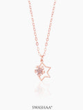 Halley Frozen Flower Star Charm Rosegold Plated Chain Pendant Necklace 