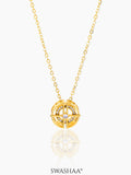 Hyni Diamond Round Charm18K Gold Plated Chain Pendant Necklace