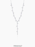 Jane Silver Beads Charms Diamonds Studded Y-shaped Chain Pendant  Necklace