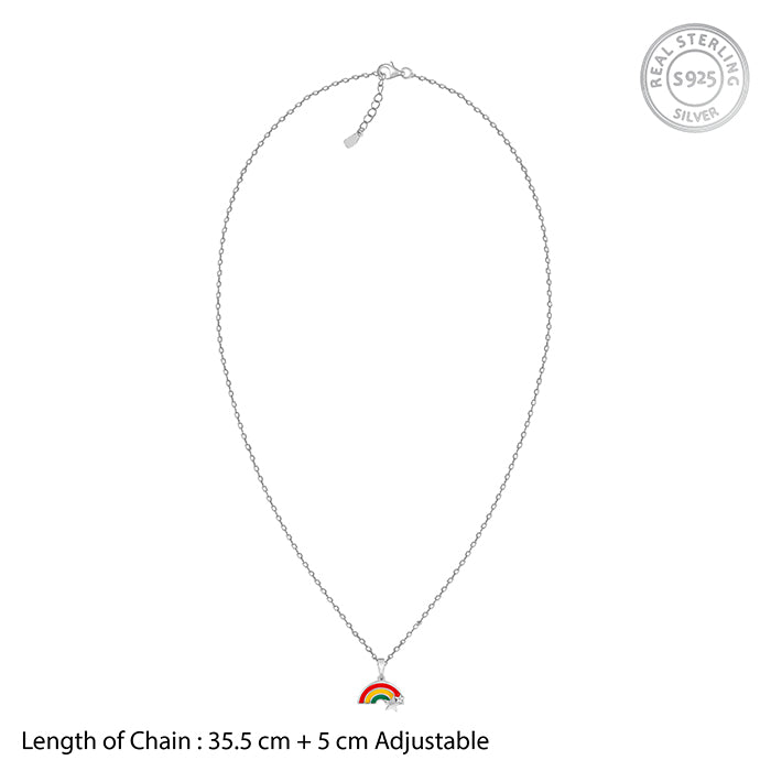Silver Rainbow Hug Kids Pendant With Link Chain