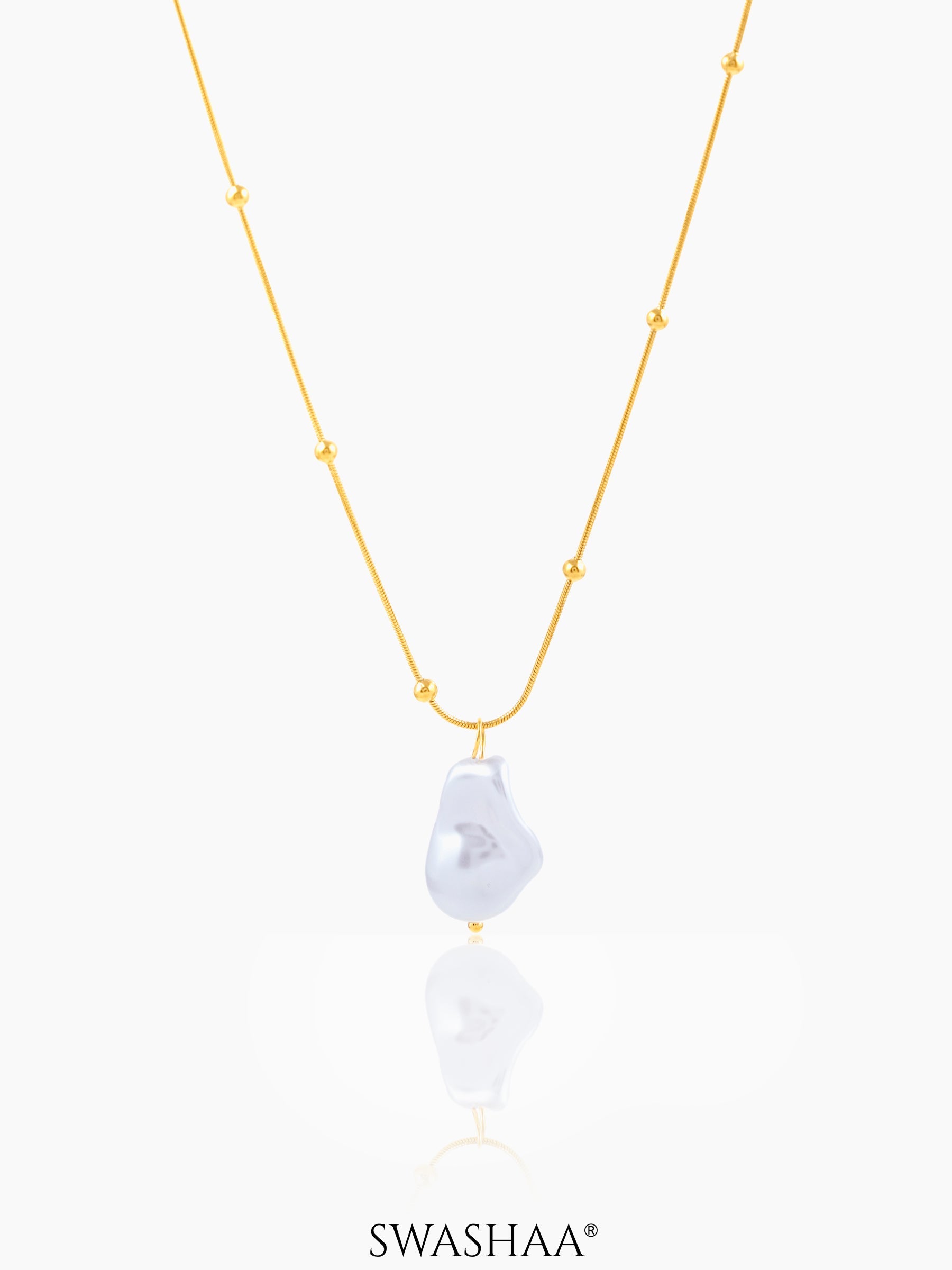 Kaino Pearl Beads 18K Gold Plated Chain Pendant Necklace