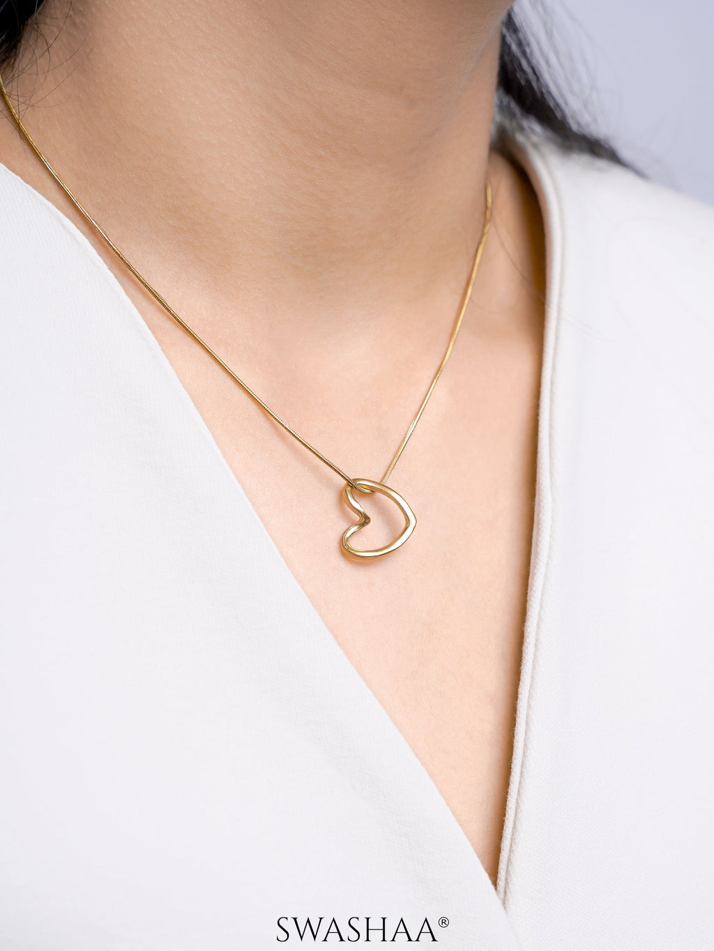 Kaira Holo Heart 18K Gold Plated Chain Pendant Necklace