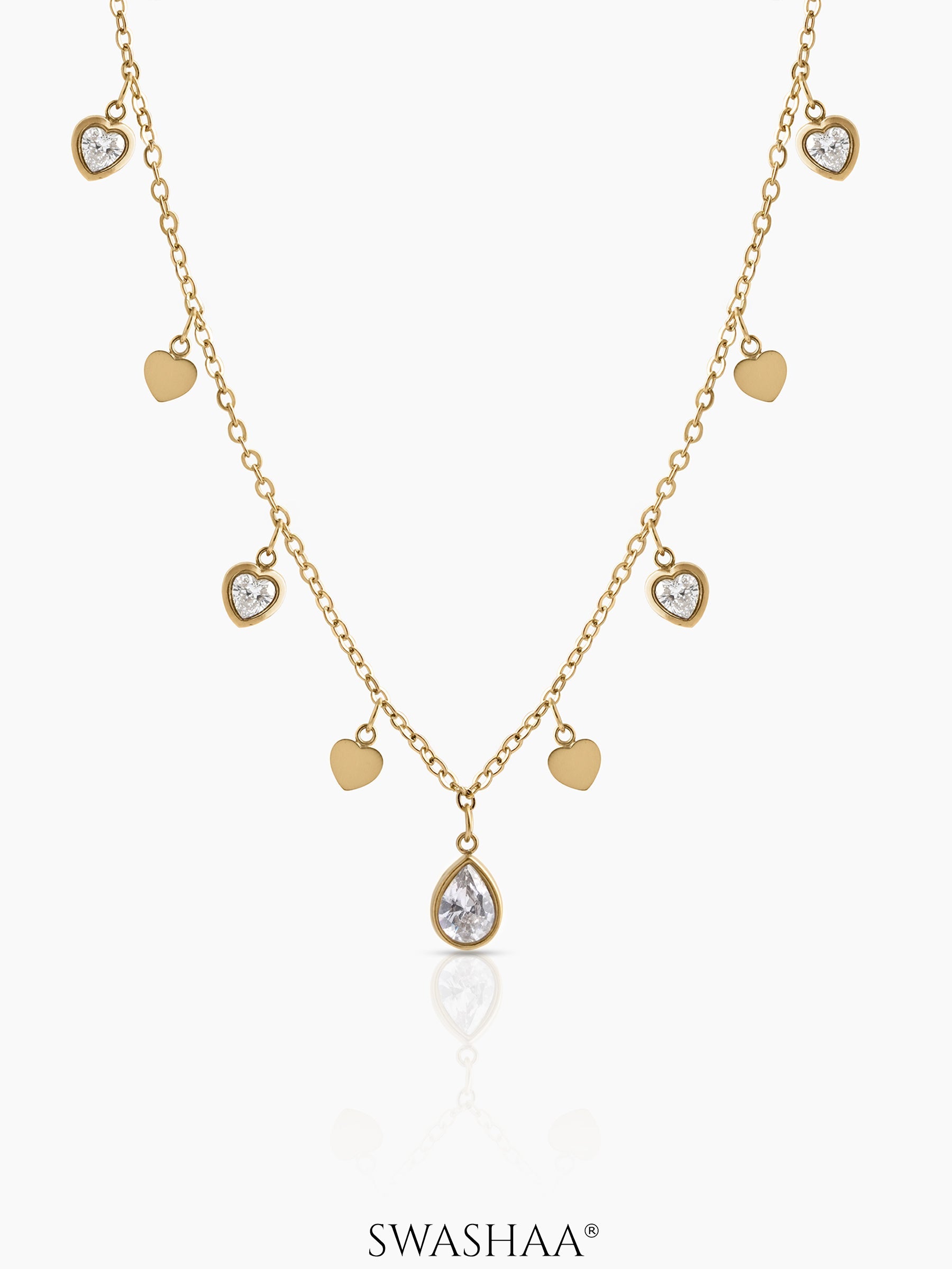 Lirena Solitaire Heart Charms Necklace - Swashaa
