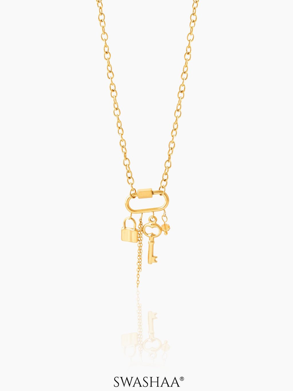 Loki Key-Lock Charm 18K Gold Plated Chain Pendant Necklace 