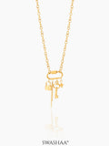 Loki Key-Lock Charm 18K Gold Plated Chain Pendant Necklace 