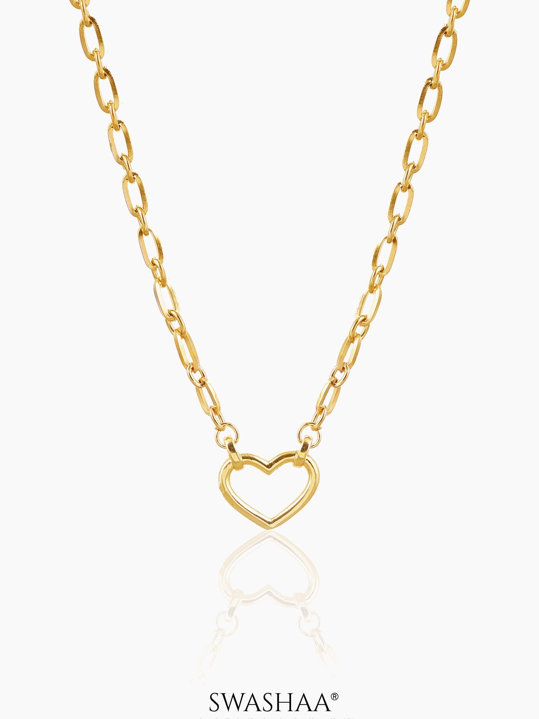 Luba Link Heart Charm 18K Gold Plated Necklace