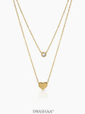 Lureva Diamond Heart Layered Necklace - Swashaa