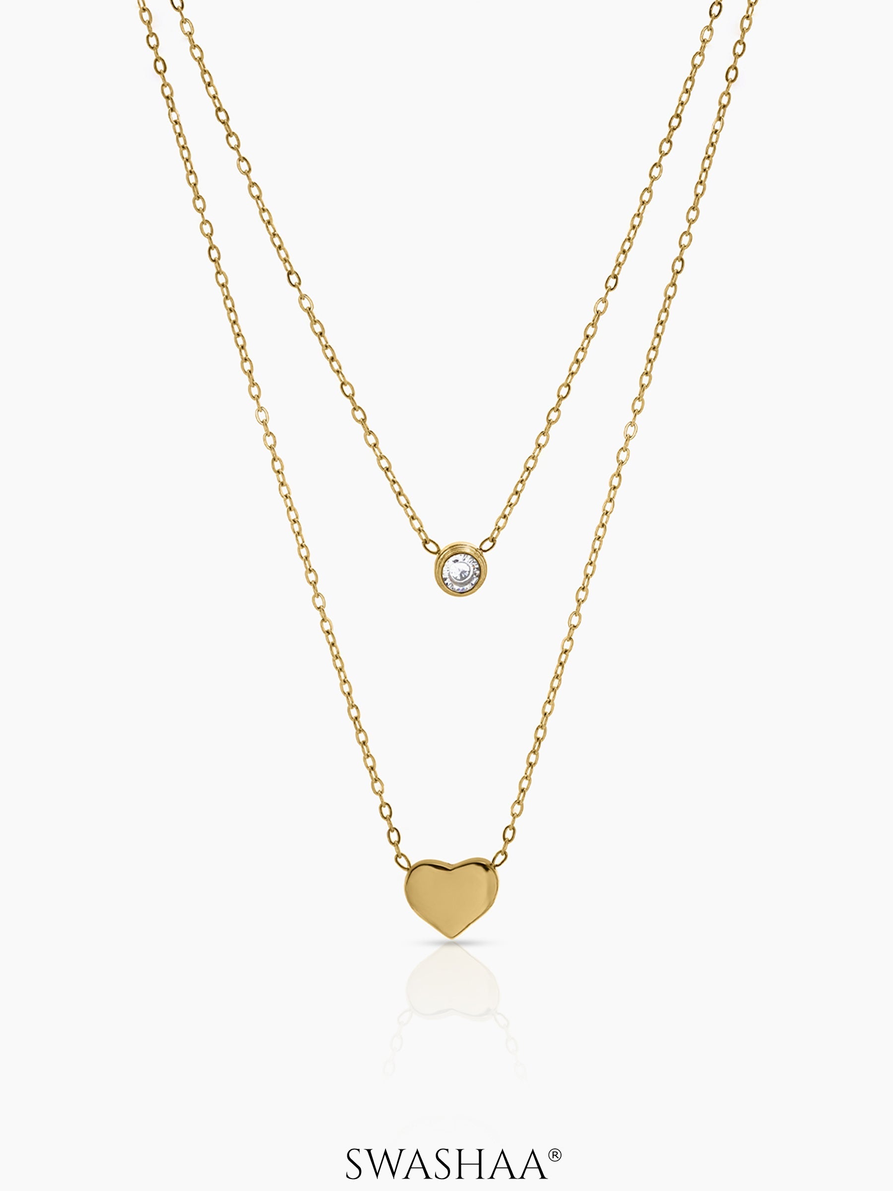 Lureva Diamond Heart Layered Necklace - Swashaa