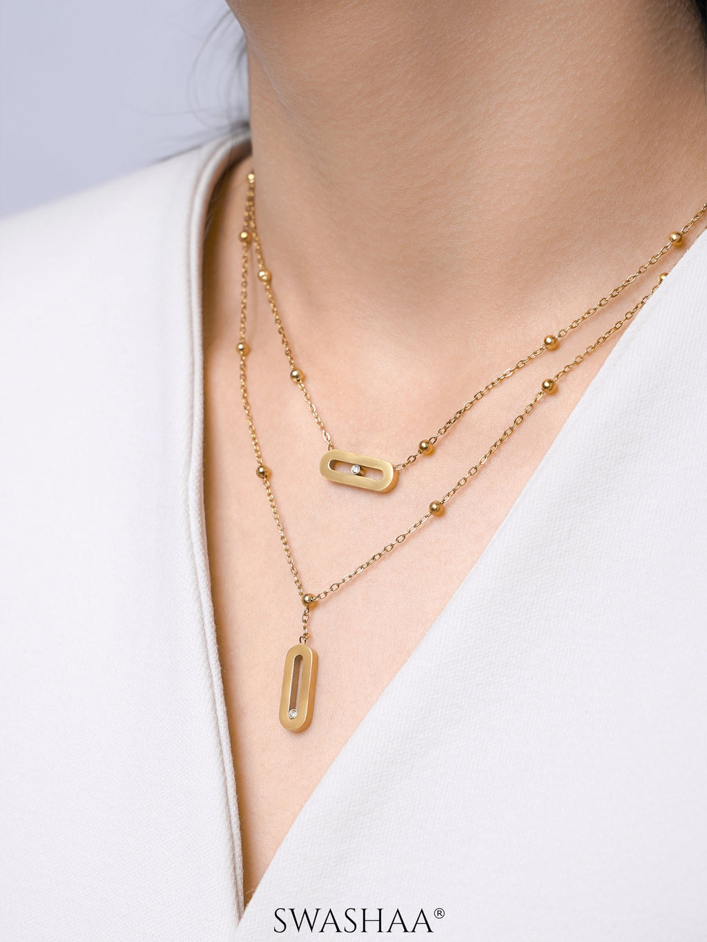 Nara Turquoise Sunburn Charms 18K Gold Plated Layered Necklace