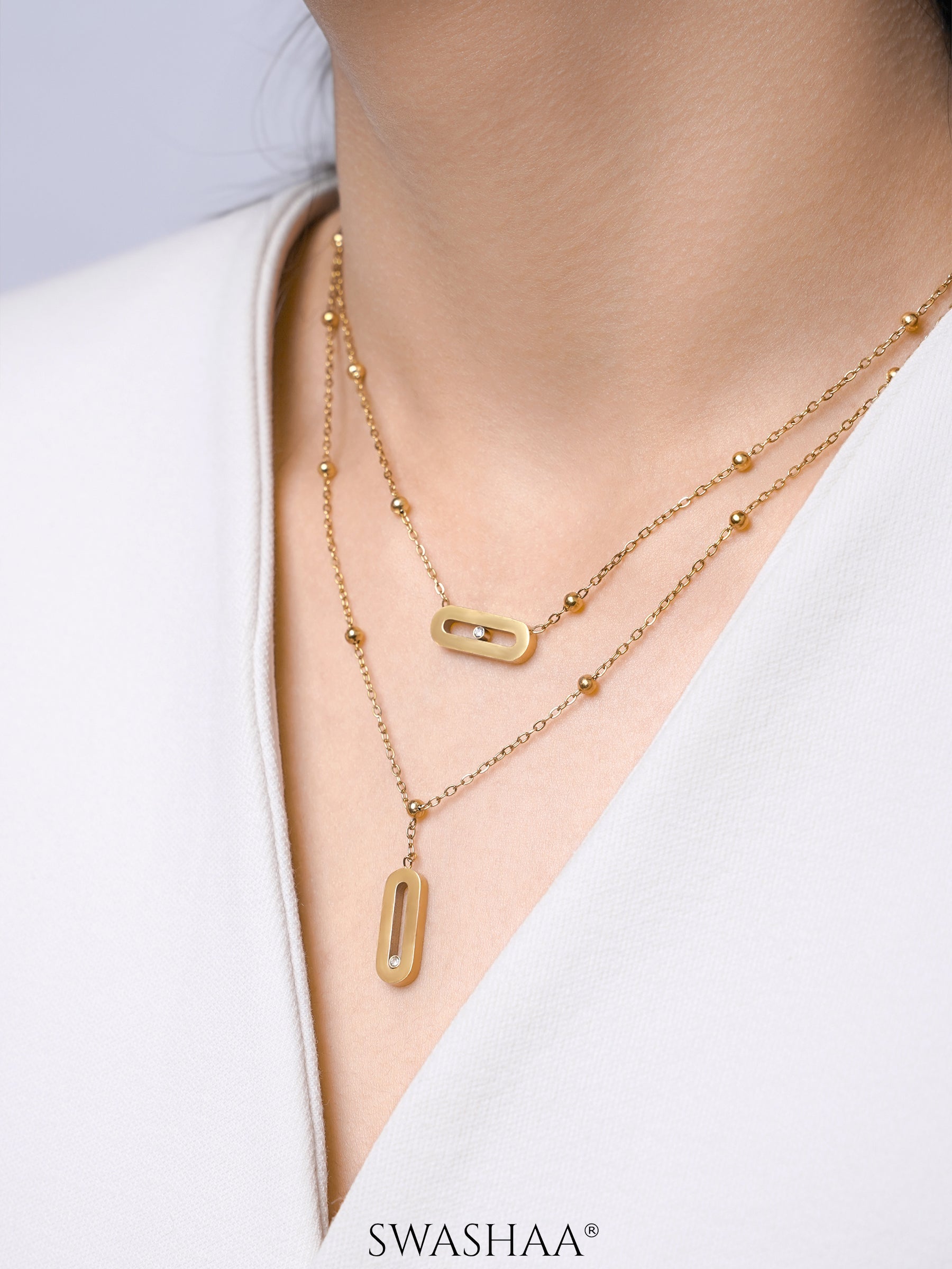 Nara Turquoise Sunburn Charms 18K Gold Plated Layered Necklace
