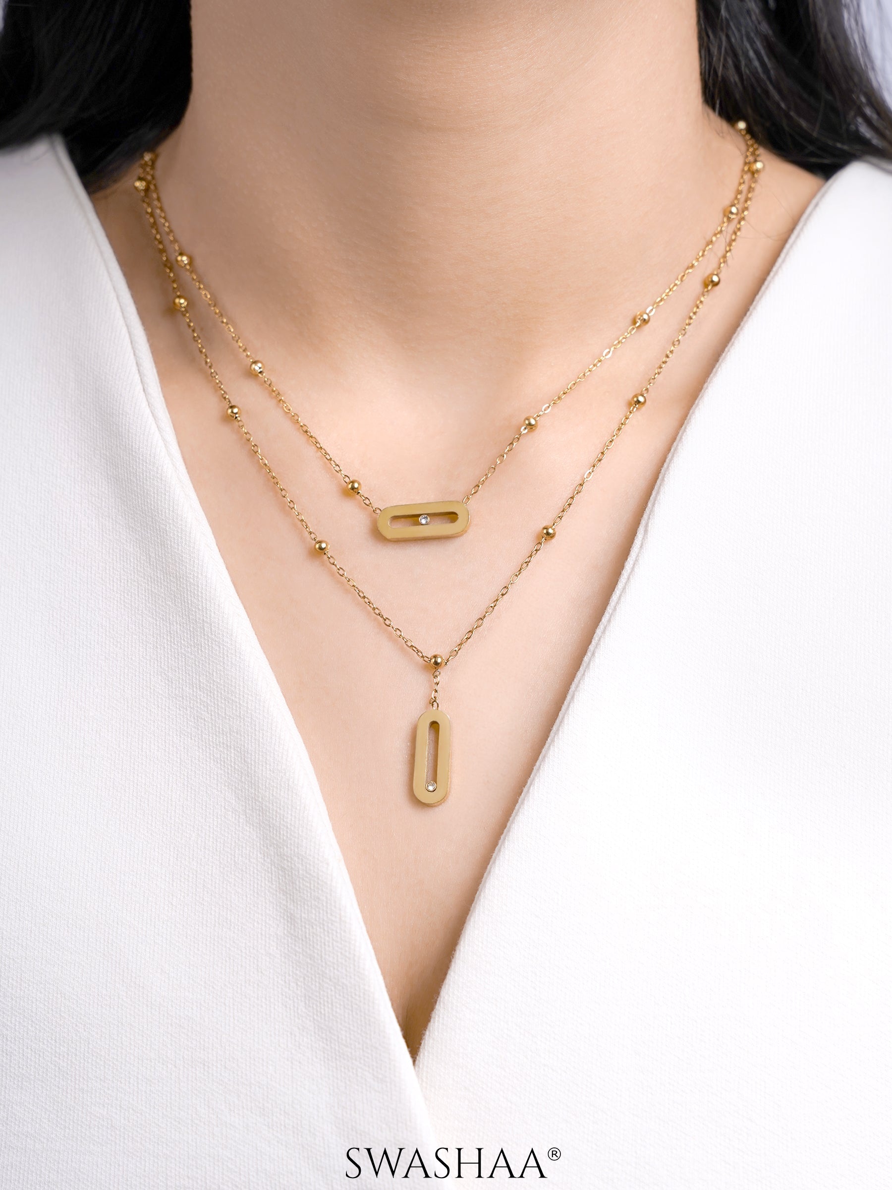 Nara Turquoise Sunburn Charms 18K Gold Plated Layered Necklace