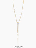Mila Square Crystal Drop Y-shaped 18K Gold Plated Chain Pendant Necklace
