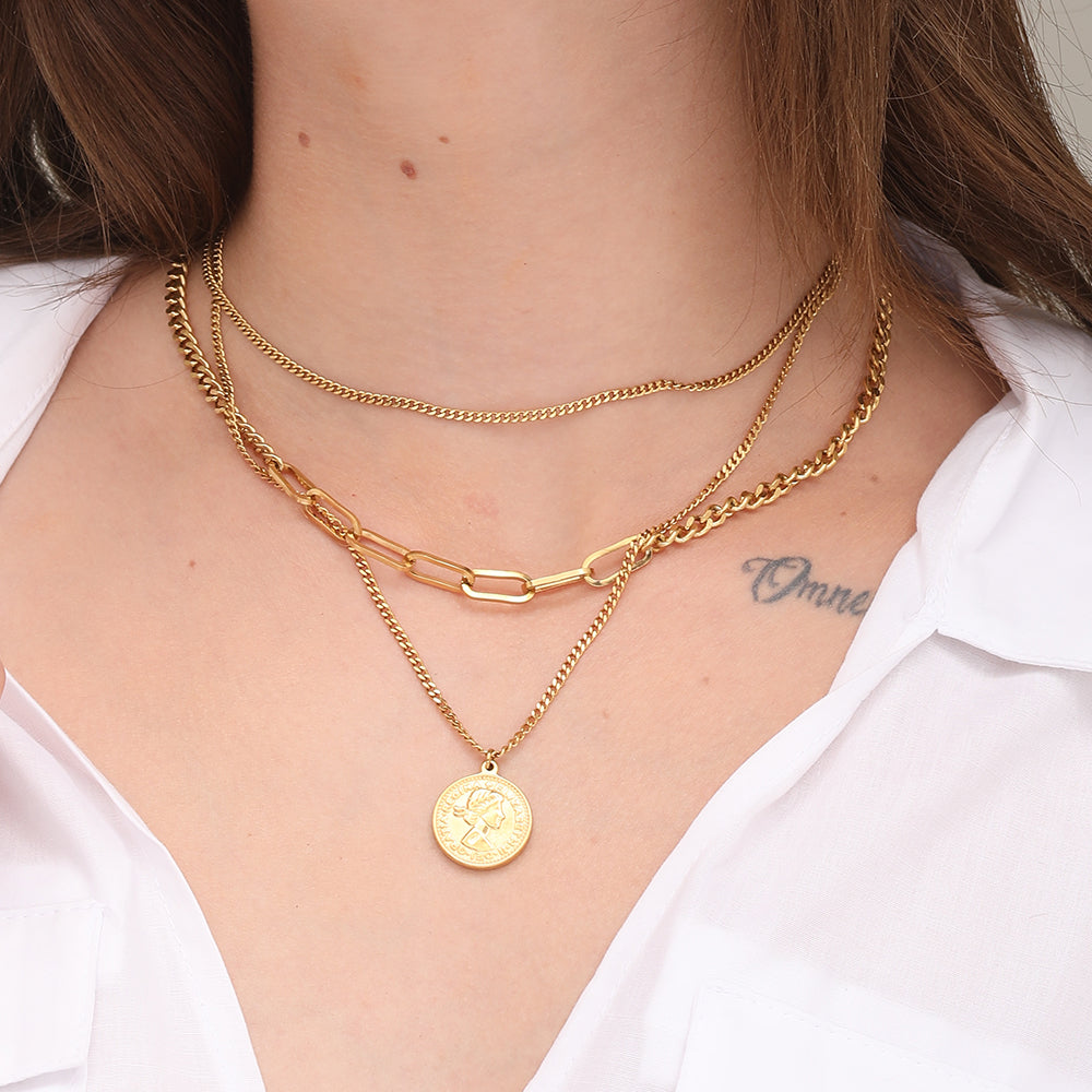 Shop Penny Elizabeth Three Layer Necklace- 18k Gold Plated Palmonas-1